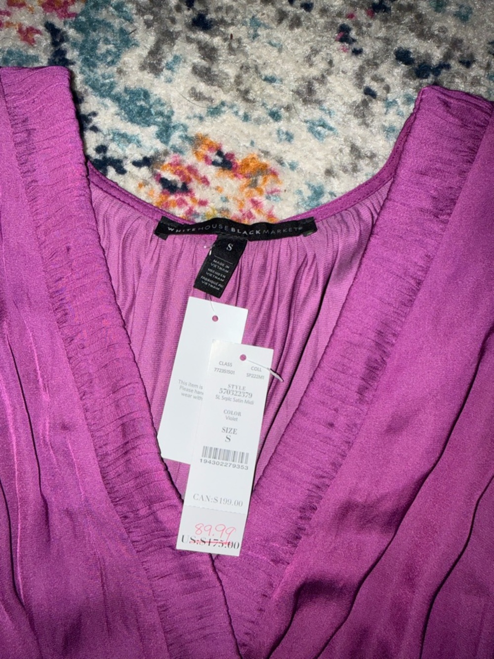 White House black market Fuchsia satin fit & flare midi dress - Picture 3 of 3